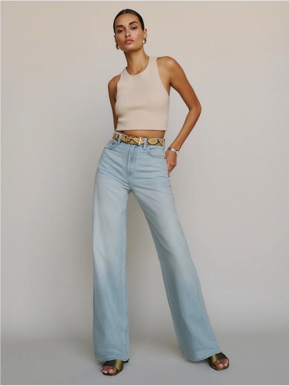 Reformation Cary Lived-in Wide Leg Jeans Blue - Size 28 Sheyenne Light Wash